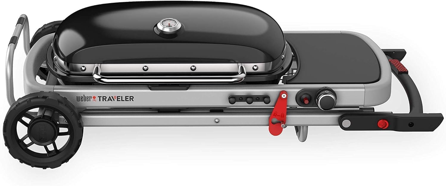 Weber(ウェーバー) ポータブル ガスグリル Weber Traveler シリーズ バーベキューコンロ BBQ 折りたたみ式 カート一体型 簡単着火 温度計内蔵 蓋付き 【日本正規品 5年保証】